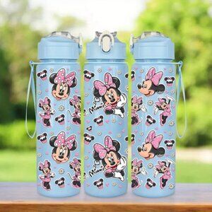 Disney Minnie Mouse Straw Cup 27oz/800ml, One-Button Pop-Up Lid & Built-in Straw